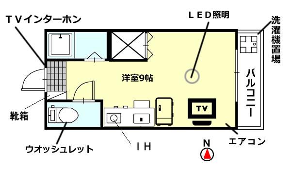 YMコーポ(ワンルーム/2階)の間取り写真