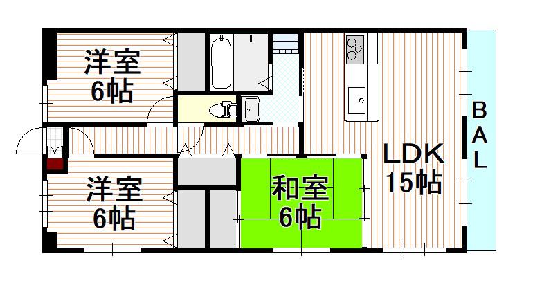 プレステージフジ東貝塚壱番館(3LDK/3階)の間取り写真