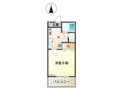 リベラル(1K/2階)の間取り写真