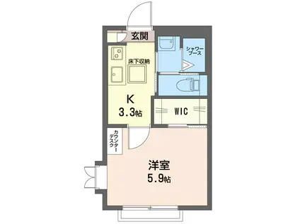 クリスタル21(1K/1階)の間取り写真
