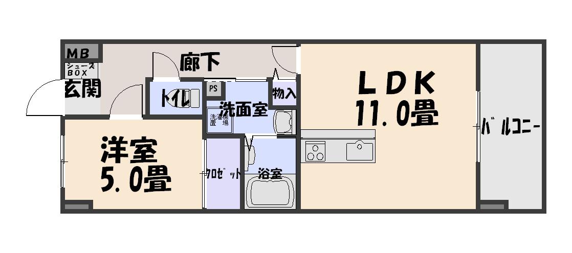 CHANGE.BLD(1LDK/6階)の間取り写真