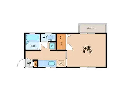 ピエス南鍛冶町(1K/1階)の間取り写真
