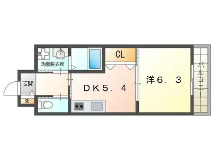 サンフレンドソラーナ(1DK/5階)の間取り写真