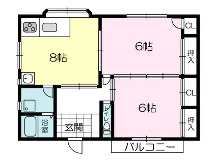シティハウス都倉(2DK/4階)の間取り写真