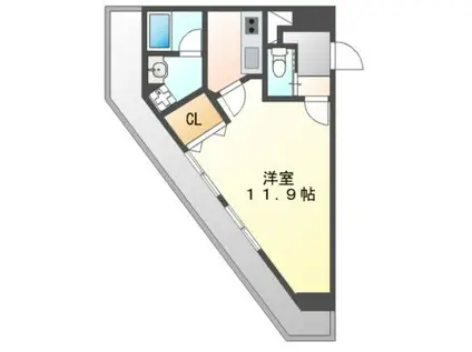 アマーレ東海通(1K/3階)の間取り写真