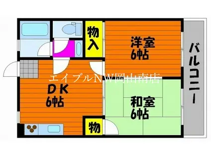 フローレンス当新田II(2DK/2階)の間取り写真