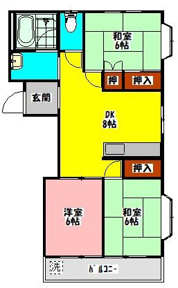 デラックスハイツジョイ(3DK/1階)の間取り写真