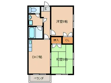 フィルコートA・B(2DK/1階)の間取り写真