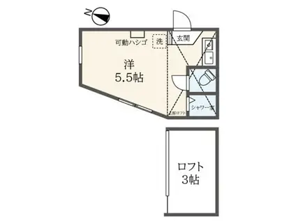ユナイト清水ヶ丘アナ・ロッキング(ワンルーム/2階)の間取り写真