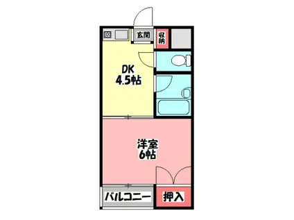 エステートTSUKUI(1K/1階)の間取り写真
