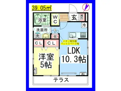 AF ペット共生・ラチッタ(1LDK/1階)の間取り写真