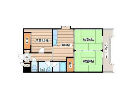 芳賀興産ビル(3DK/4階)の間取り写真