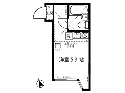 ユナイトMOCAROOMS(ワンルーム/2階)の間取り写真