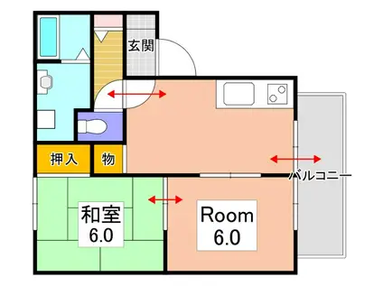 ビバーチェナラバラA(2DK/1階)の間取り写真