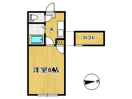 エイカーズ旭ヶ丘(1K/2階)の間取り写真