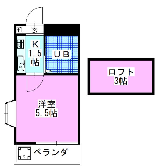 SAP西船橋(1K/2階)の間取り写真