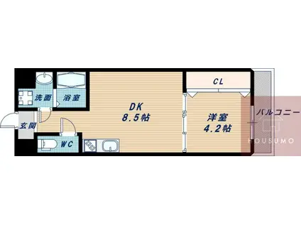 ライブガーデン江坂(1LDK/3階)の間取り写真