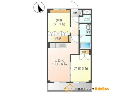 アイディール(2LDK/2階)の間取り写真
