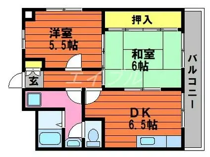 ラフォーレ弐番館(2DK/3階)の間取り写真