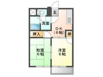 エスポアール(2DK/2階)の間取り写真