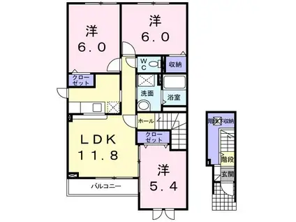 アンソレイエIII(3LDK/2階)の間取り写真