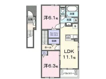 ＪＲ予讃線 伊予桜井駅 徒歩12分 2階建 築1年(2LDK/2階)の間取り写真