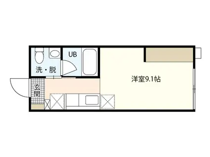 リバーノース海田(ワンルーム/1階)の間取り写真