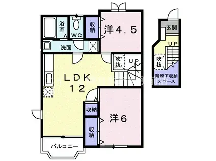 クレストール山崎(2LDK/2階)の間取り写真