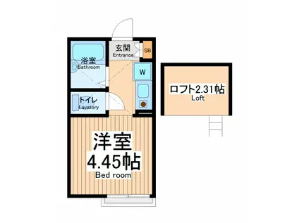 ポンデロッサ小田弐番館(ワンルーム/2階)の間取り写真