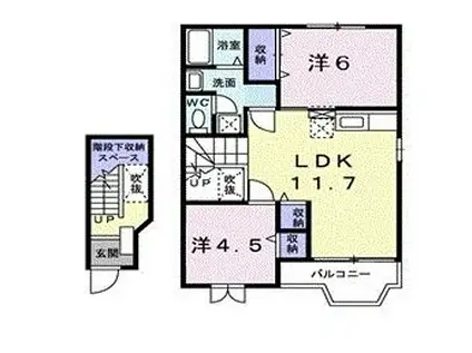 パルク・ド・ポワールB(2LDK/2階)の間取り写真