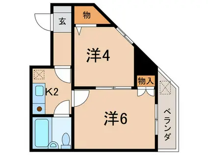 セザール川崎大師(2K/6階)の間取り写真