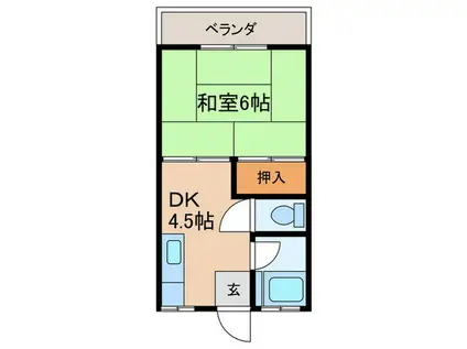 今井コーポ(1DK/2階)の間取り写真