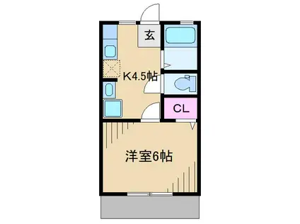 鈴ハイツA(1K/1階)の間取り写真
