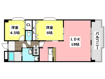 DIO花水木(2LDK/3階)の間取り写真