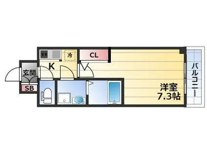 エスレジデンス新大阪ウエスト(1K/4階)の間取り写真
