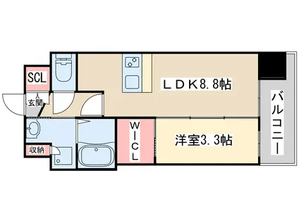 ラグゼ新大阪西(1LDK/1階)の間取り写真
