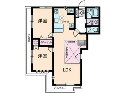 アムス南阿佐ヶ谷(2LDK/2階)の間取り写真