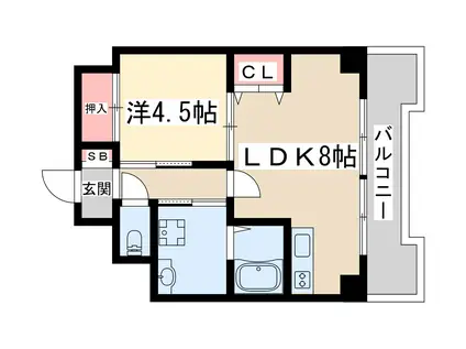 サムティ新大阪ウエスト(1LDK/9階)の間取り写真