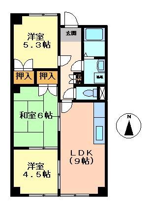 杉山マンション(3LDK/1階)の間取り写真