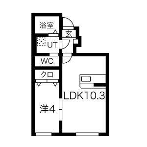 フルールポミエ B(1LDK/1階)の間取り写真