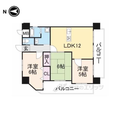クレール郡山筒井(3LDK/4階)の間取り写真