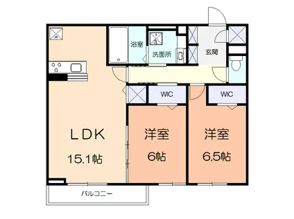 ハレオリナ(2LDK/2階)の間取り写真