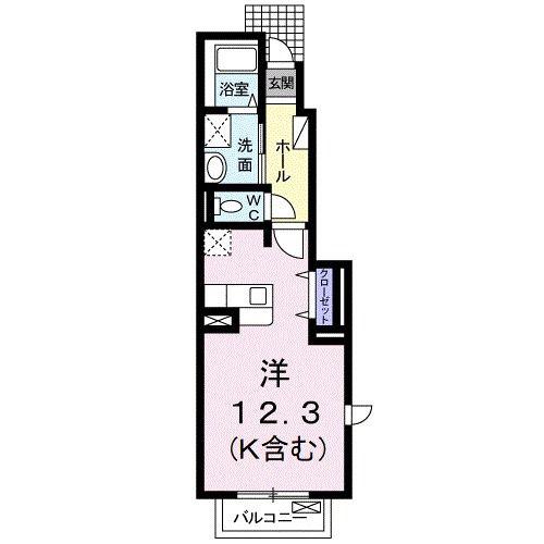 スターライト B(ワンルーム/1階)の間取り写真