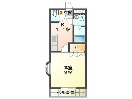 メルヴェール(1K/2階)の間取り写真