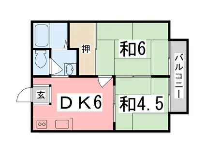 ドリームハウス(2DK/1階)の間取り写真