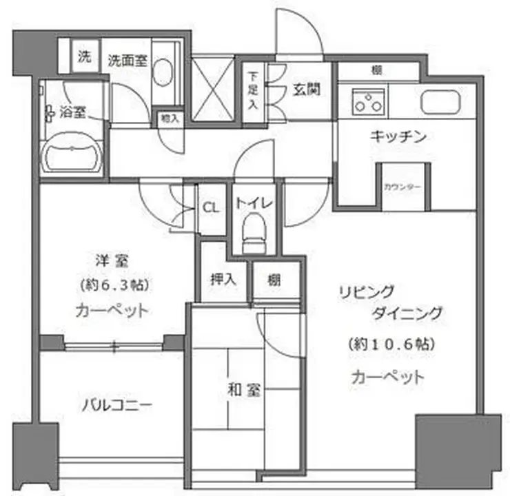 シティタワー麻布十番 10階階 間取り