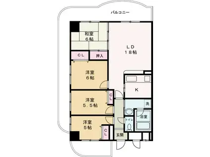 手柄アートスカイハイツ(4LDK/5階)の間取り写真