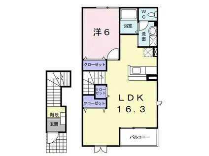 ドゥライラート(1LDK/2階)の間取り写真