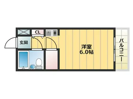スカイキャンパス旭ヶ丘(ワンルーム/2階)の間取り写真