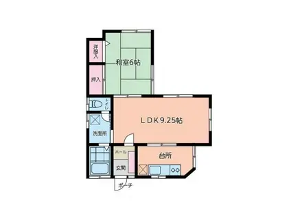 中町ハイツ(1LDK/1階)の間取り写真